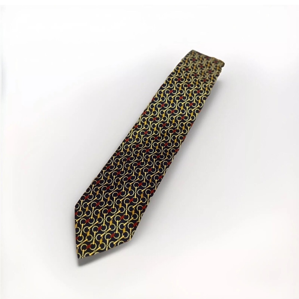 BURBERRYS VTG Men's Luxury Multi Color Tie Horse Bit 100% Silk MADE IN FRANCE